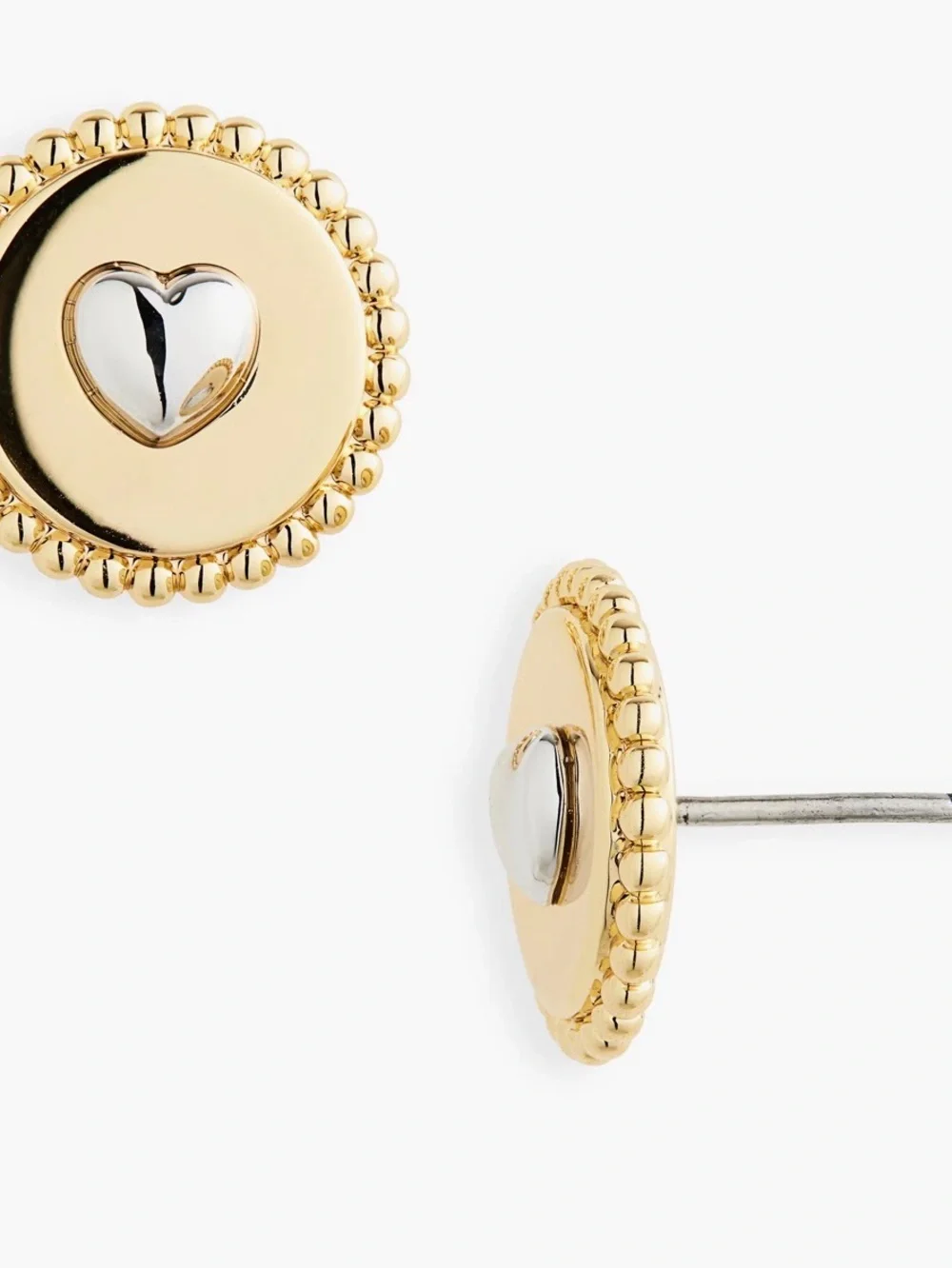 Kate Spade Gold-tone Heart Button Stud Earrings